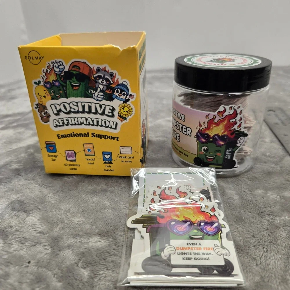 Solmay Positive Affirmation Emotional Support Dumpster Fire 60 Positivity Cards